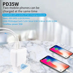 Sạc đôi 35W PD3.0 USB-C / Type-C kèm cáp dữ liệu Type-C sang 8 Pin, phích cắm US, phích cắm US + cáp 8 Pin dài 1m, phích cắm US + cáp 8 Pin dài 2m