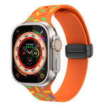 Dây đồng hồ silicone chấm cầu vồng khóa nam châm đen, cho Apple Watch 38mm