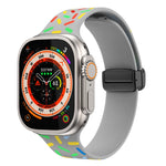 Dây đồng hồ silicone chấm cầu vồng khóa nam châm đen, cho Apple Watch 38mm