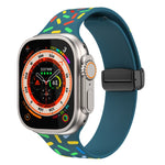 Dây đồng hồ silicone chấm cầu vồng khóa nam châm đen, cho Apple Watch 38mm