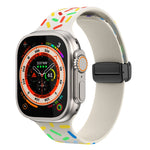 Dây đồng hồ silicone chấm cầu vồng khóa nam châm đen, cho Apple Watch 38mm