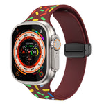 Dây đồng hồ silicone chấm cầu vồng khóa nam châm đen, cho Apple Watch 38mm