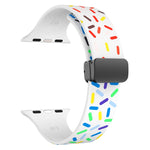Dây đồng hồ silicone chấm cầu vồng khóa nam châm đen, cho Apple Watch 38mm
