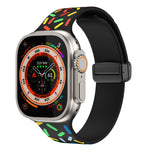 Dây đồng hồ silicone chấm cầu vồng khóa nam châm đen, cho Apple Watch 38mm