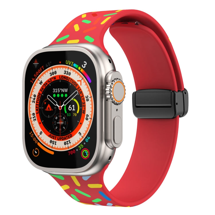 Dây đồng hồ silicone chấm cầu vồng khóa nam châm đen, cho Apple Watch 38mm