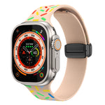 Dây đồng hồ silicone chấm cầu vồng khóa nam châm đen, cho Apple Watch 38mm