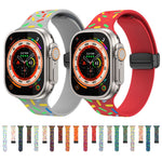 Dây đồng hồ silicone chấm cầu vồng khóa nam châm đen, cho Apple Watch 38mm