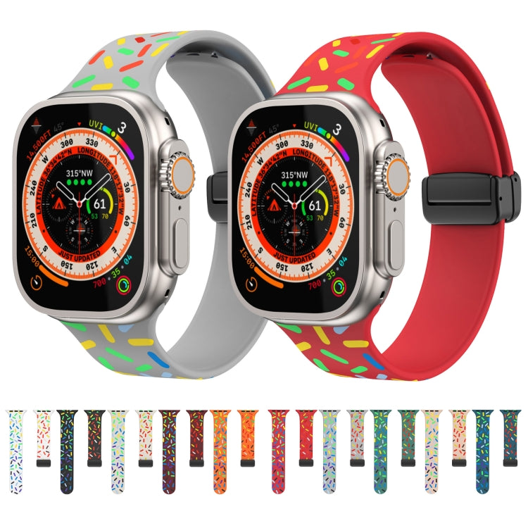 Dây đồng hồ silicone chấm cầu vồng khóa nam châm đen, cho Apple Watch 38mm