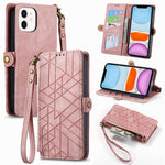 Ốp điện thoại da có khóa bên hình học và dây kéo, dành cho iPhone 11, dành cho iPhone 11 Pro, dành cho iPhone X / XS, dành cho iPhone XR, dành cho iPhone XS Max, dành cho iPhone 7 Plus / 8 Plus, dành cho iPhone 6 Plus / 6s Plus, dành cho iPhone 6 / 6s