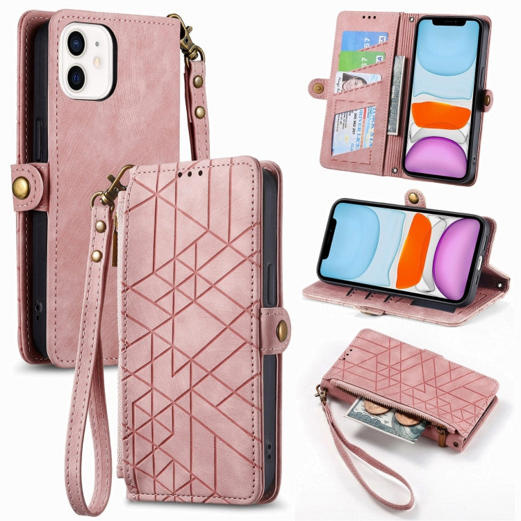 Ốp điện thoại da có khóa bên hình học và dây kéo, dành cho iPhone 11, dành cho iPhone 11 Pro, dành cho iPhone X / XS, dành cho iPhone XR, dành cho iPhone XS Max, dành cho iPhone 7 Plus / 8 Plus, dành cho iPhone 6 Plus / 6s Plus, dành cho iPhone 6 / 6s