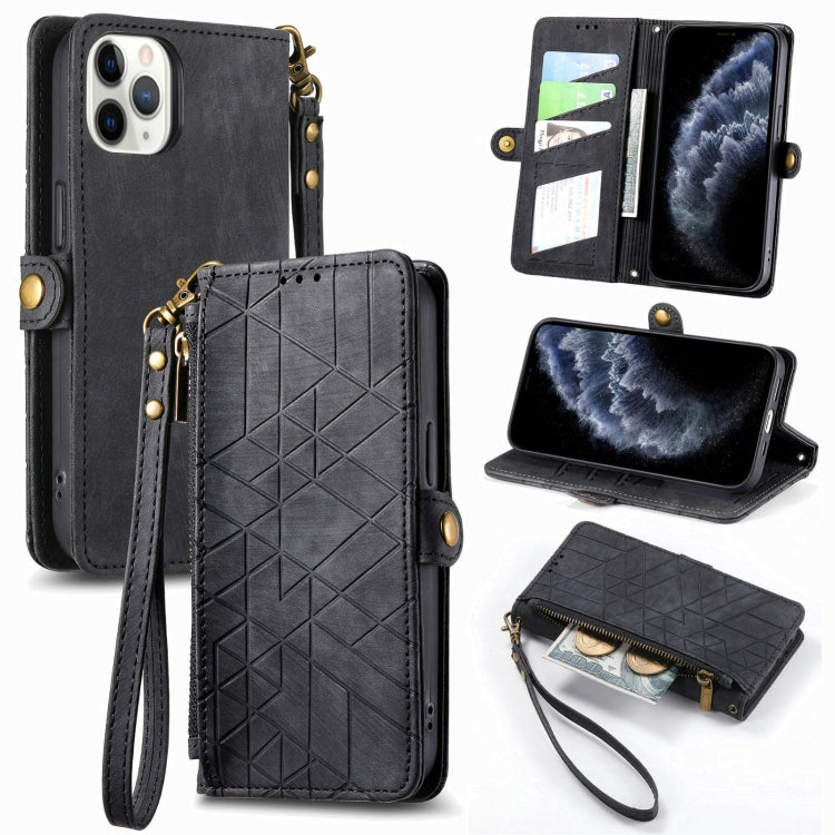 Ốp điện thoại da có khóa bên hình học và dây kéo, dành cho iPhone 11, dành cho iPhone 11 Pro, dành cho iPhone X / XS, dành cho iPhone XR, dành cho iPhone XS Max, dành cho iPhone 7 Plus / 8 Plus, dành cho iPhone 6 Plus / 6s Plus, dành cho iPhone 6 / 6s