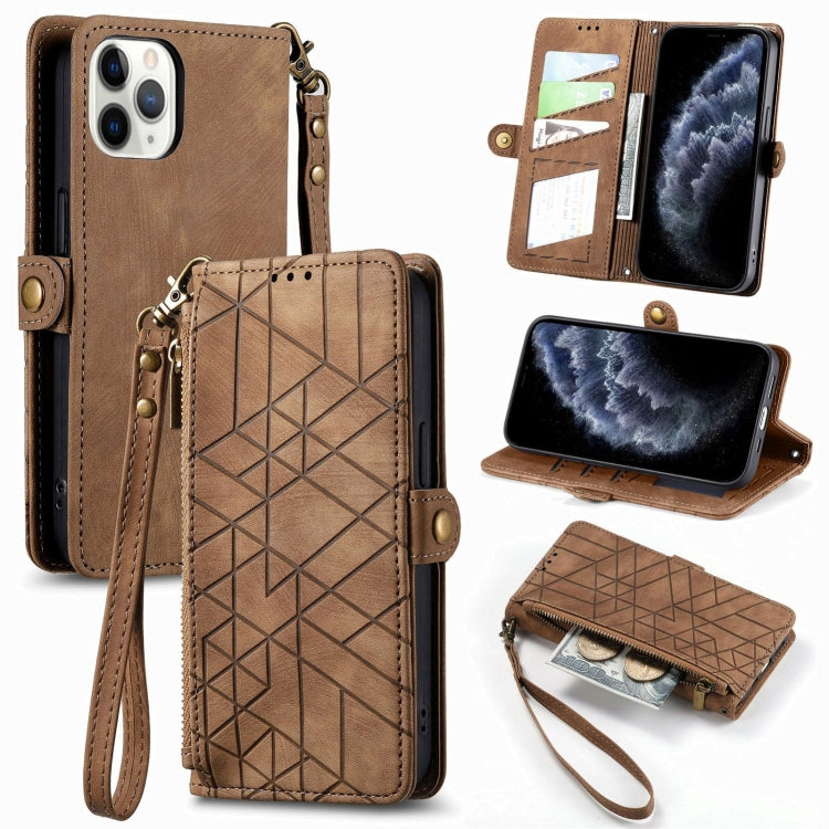 Geometric Zipper Wallet Side Buckle Leather Phone Case, For iPhone 14 Pro Max, For iPhone 7 / 8 / SE 2022, For iPhone 13 Pro Max, For iPhone 13 Pro, For iPhone 13, For iPhone 12 / 12 Pro, For iPhone 12 Pro Max, For iPhone 11 Pro Max