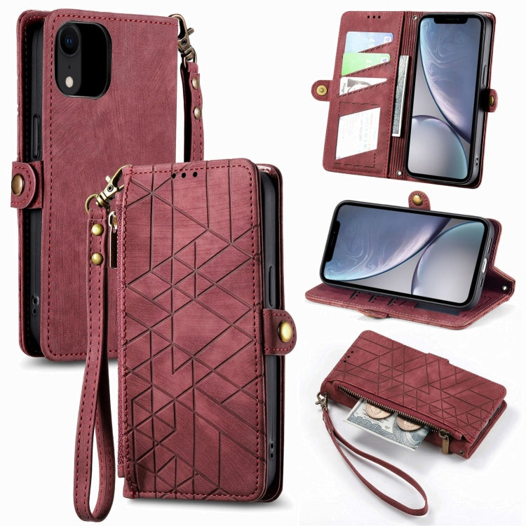 Ốp điện thoại da có khóa bên hình học và dây kéo, dành cho iPhone 11, dành cho iPhone 11 Pro, dành cho iPhone X / XS, dành cho iPhone XR, dành cho iPhone XS Max, dành cho iPhone 7 Plus / 8 Plus, dành cho iPhone 6 Plus / 6s Plus, dành cho iPhone 6 / 6s