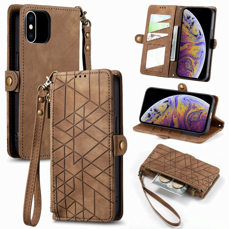 Ốp điện thoại da có khóa bên hình học và dây kéo, dành cho iPhone 11, dành cho iPhone 11 Pro, dành cho iPhone X / XS, dành cho iPhone XR, dành cho iPhone XS Max, dành cho iPhone 7 Plus / 8 Plus, dành cho iPhone 6 Plus / 6s Plus, dành cho iPhone 6 / 6s