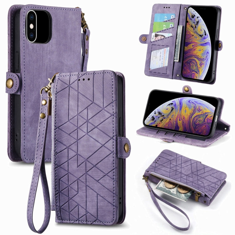 Ốp điện thoại da có khóa bên hình học và dây kéo, dành cho iPhone 11, dành cho iPhone 11 Pro, dành cho iPhone X / XS, dành cho iPhone XR, dành cho iPhone XS Max, dành cho iPhone 7 Plus / 8 Plus, dành cho iPhone 6 Plus / 6s Plus, dành cho iPhone 6 / 6s