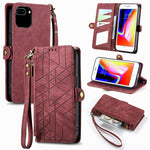 Ốp điện thoại da có khóa bên hình học và dây kéo, dành cho iPhone 11, dành cho iPhone 11 Pro, dành cho iPhone X / XS, dành cho iPhone XR, dành cho iPhone XS Max, dành cho iPhone 7 Plus / 8 Plus, dành cho iPhone 6 Plus / 6s Plus, dành cho iPhone 6 / 6s