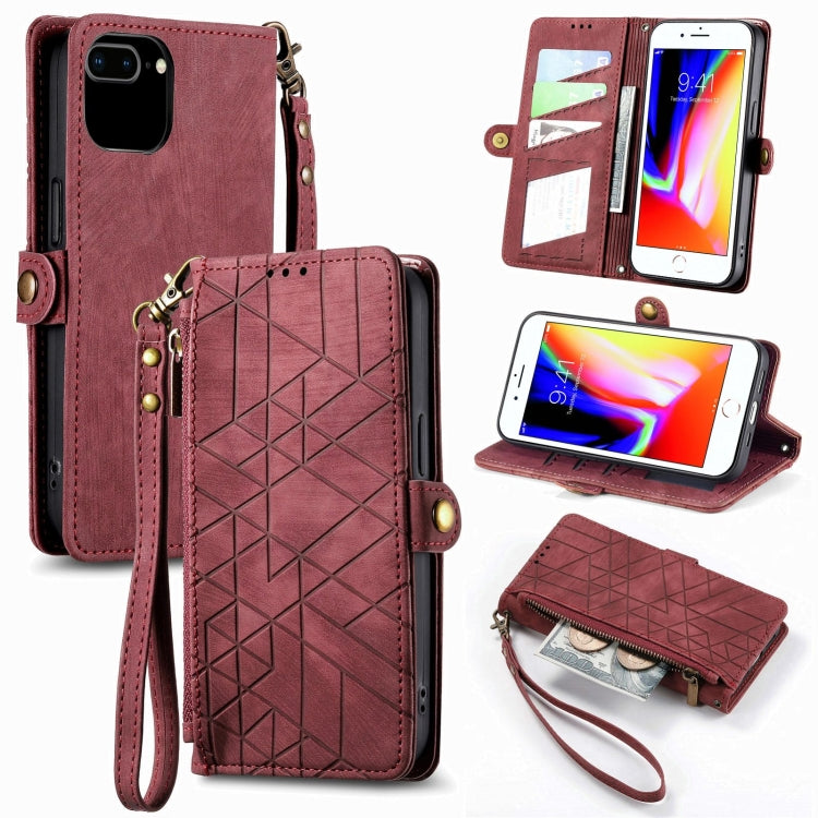 Ốp điện thoại da có khóa bên hình học và dây kéo, dành cho iPhone 11, dành cho iPhone 11 Pro, dành cho iPhone X / XS, dành cho iPhone XR, dành cho iPhone XS Max, dành cho iPhone 7 Plus / 8 Plus, dành cho iPhone 6 Plus / 6s Plus, dành cho iPhone 6 / 6s