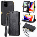 Ốp điện thoại da có khóa bên hình học và dây kéo, dành cho iPhone 11, dành cho iPhone 11 Pro, dành cho iPhone X / XS, dành cho iPhone XR, dành cho iPhone XS Max, dành cho iPhone 7 Plus / 8 Plus, dành cho iPhone 6 Plus / 6s Plus, dành cho iPhone 6 / 6s