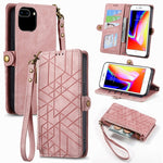 Ốp điện thoại da có khóa bên hình học và dây kéo, dành cho iPhone 11, dành cho iPhone 11 Pro, dành cho iPhone X / XS, dành cho iPhone XR, dành cho iPhone XS Max, dành cho iPhone 7 Plus / 8 Plus, dành cho iPhone 6 Plus / 6s Plus, dành cho iPhone 6 / 6s