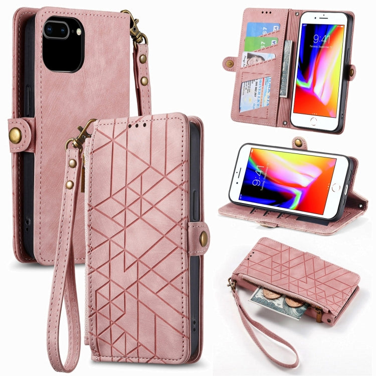 Ốp điện thoại da có khóa bên hình học và dây kéo, dành cho iPhone 11, dành cho iPhone 11 Pro, dành cho iPhone X / XS, dành cho iPhone XR, dành cho iPhone XS Max, dành cho iPhone 7 Plus / 8 Plus, dành cho iPhone 6 Plus / 6s Plus, dành cho iPhone 6 / 6s
