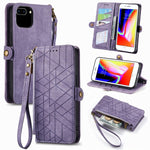 Ốp điện thoại da có khóa bên hình học và dây kéo, dành cho iPhone 11, dành cho iPhone 11 Pro, dành cho iPhone X / XS, dành cho iPhone XR, dành cho iPhone XS Max, dành cho iPhone 7 Plus / 8 Plus, dành cho iPhone 6 Plus / 6s Plus, dành cho iPhone 6 / 6s