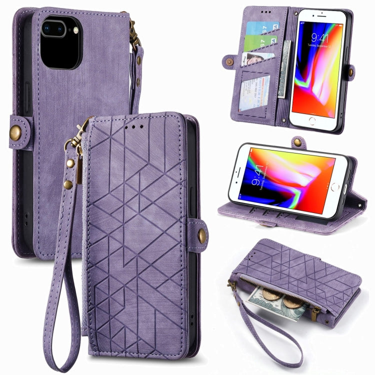 Ốp điện thoại da có khóa bên hình học và dây kéo, dành cho iPhone 11, dành cho iPhone 11 Pro, dành cho iPhone X / XS, dành cho iPhone XR, dành cho iPhone XS Max, dành cho iPhone 7 Plus / 8 Plus, dành cho iPhone 6 Plus / 6s Plus, dành cho iPhone 6 / 6s