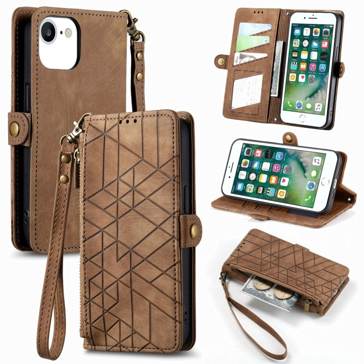 Ốp điện thoại da có khóa bên hình học và dây kéo, dành cho iPhone 11, dành cho iPhone 11 Pro, dành cho iPhone X / XS, dành cho iPhone XR, dành cho iPhone XS Max, dành cho iPhone 7 Plus / 8 Plus, dành cho iPhone 6 Plus / 6s Plus, dành cho iPhone 6 / 6s