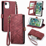 Ốp điện thoại da có khóa bên hình học và dây kéo, dành cho iPhone 11, dành cho iPhone 11 Pro, dành cho iPhone X / XS, dành cho iPhone XR, dành cho iPhone XS Max, dành cho iPhone 7 Plus / 8 Plus, dành cho iPhone 6 Plus / 6s Plus, dành cho iPhone 6 / 6s