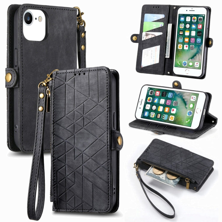 Ốp điện thoại da có khóa bên hình học và dây kéo, dành cho iPhone 11, dành cho iPhone 11 Pro, dành cho iPhone X / XS, dành cho iPhone XR, dành cho iPhone XS Max, dành cho iPhone 7 Plus / 8 Plus, dành cho iPhone 6 Plus / 6s Plus, dành cho iPhone 6 / 6s