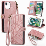 Ốp điện thoại da có khóa bên hình học và dây kéo, dành cho iPhone 11, dành cho iPhone 11 Pro, dành cho iPhone X / XS, dành cho iPhone XR, dành cho iPhone XS Max, dành cho iPhone 7 Plus / 8 Plus, dành cho iPhone 6 Plus / 6s Plus, dành cho iPhone 6 / 6s