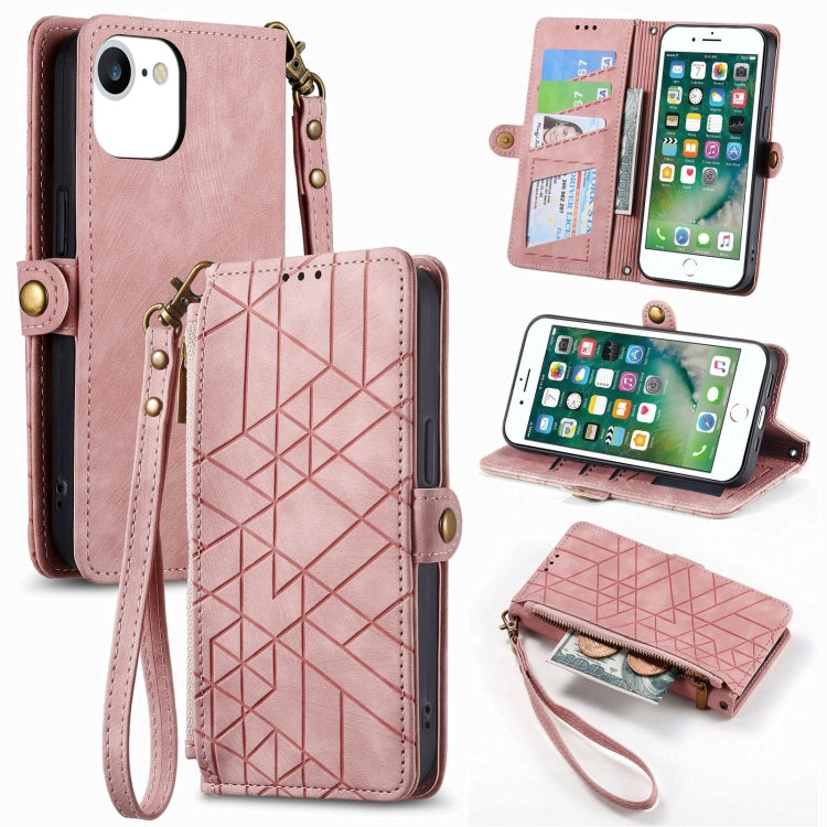 Ốp điện thoại da có khóa bên hình học và dây kéo, dành cho iPhone 11, dành cho iPhone 11 Pro, dành cho iPhone X / XS, dành cho iPhone XR, dành cho iPhone XS Max, dành cho iPhone 7 Plus / 8 Plus, dành cho iPhone 6 Plus / 6s Plus, dành cho iPhone 6 / 6s