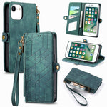 Ốp điện thoại da có khóa bên hình học và dây kéo, dành cho iPhone 11, dành cho iPhone 11 Pro, dành cho iPhone X / XS, dành cho iPhone XR, dành cho iPhone XS Max, dành cho iPhone 7 Plus / 8 Plus, dành cho iPhone 6 Plus / 6s Plus, dành cho iPhone 6 / 6s