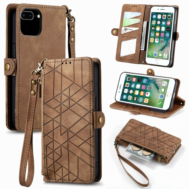 Ốp điện thoại da có khóa bên hình học và dây kéo, dành cho iPhone 11, dành cho iPhone 11 Pro, dành cho iPhone X / XS, dành cho iPhone XR, dành cho iPhone XS Max, dành cho iPhone 7 Plus / 8 Plus, dành cho iPhone 6 Plus / 6s Plus, dành cho iPhone 6 / 6s
