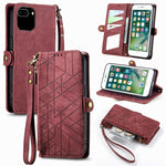 Ốp điện thoại da có khóa bên hình học và dây kéo, dành cho iPhone 11, dành cho iPhone 11 Pro, dành cho iPhone X / XS, dành cho iPhone XR, dành cho iPhone XS Max, dành cho iPhone 7 Plus / 8 Plus, dành cho iPhone 6 Plus / 6s Plus, dành cho iPhone 6 / 6s