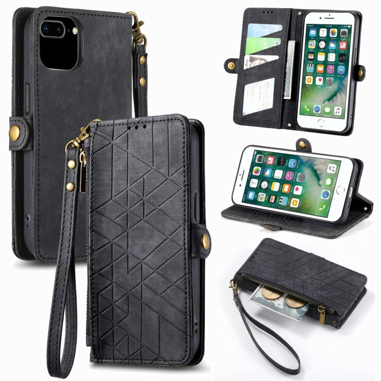 Ốp điện thoại da có khóa bên hình học và dây kéo, dành cho iPhone 11, dành cho iPhone 11 Pro, dành cho iPhone X / XS, dành cho iPhone XR, dành cho iPhone XS Max, dành cho iPhone 7 Plus / 8 Plus, dành cho iPhone 6 Plus / 6s Plus, dành cho iPhone 6 / 6s
