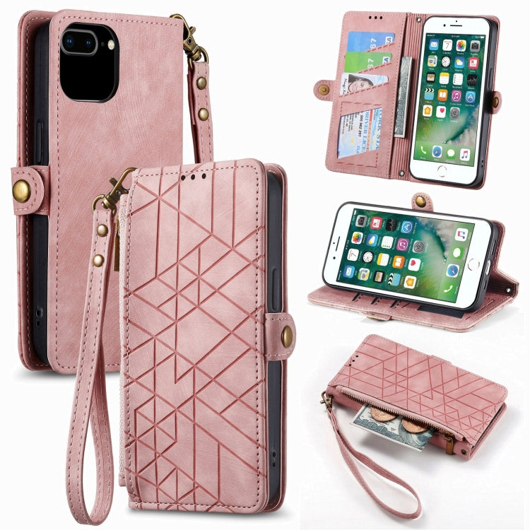 Ốp điện thoại da có khóa bên hình học và dây kéo, dành cho iPhone 11, dành cho iPhone 11 Pro, dành cho iPhone X / XS, dành cho iPhone XR, dành cho iPhone XS Max, dành cho iPhone 7 Plus / 8 Plus, dành cho iPhone 6 Plus / 6s Plus, dành cho iPhone 6 / 6s