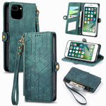 Ốp điện thoại da có khóa bên hình học và dây kéo, dành cho iPhone 11, dành cho iPhone 11 Pro, dành cho iPhone X / XS, dành cho iPhone XR, dành cho iPhone XS Max, dành cho iPhone 7 Plus / 8 Plus, dành cho iPhone 6 Plus / 6s Plus, dành cho iPhone 6 / 6s