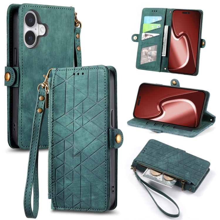 Ốp lưng điện thoại da ví dây kéo hình học có khóa bên, dành cho iPhone 17e / 16e, dành cho iPhone 17 Pro Max, dành cho iPhone 17 Pro, dành cho iPhone 17, dành cho iPhone Air, dành cho iPhone 16 Pro Max, dành cho iPhone 16 Pro, dành cho iPhone 16 Plus