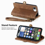 Ốp lưng điện thoại da ví dây kéo hình học có khóa bên, dành cho iPhone 17e / 16e, dành cho iPhone 17 Pro Max, dành cho iPhone 17 Pro, dành cho iPhone 17, dành cho iPhone Air, dành cho iPhone 16 Pro Max, dành cho iPhone 16 Pro, dành cho iPhone 16 Plus