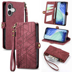 Ốp lưng điện thoại da ví dây kéo hình học có khóa bên, dành cho iPhone 17e / 16e, dành cho iPhone 17 Pro Max, dành cho iPhone 17 Pro, dành cho iPhone 17, dành cho iPhone Air, dành cho iPhone 16 Pro Max, dành cho iPhone 16 Pro, dành cho iPhone 16 Plus