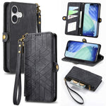 Ốp lưng điện thoại da ví dây kéo hình học có khóa bên, dành cho iPhone 17e / 16e, dành cho iPhone 17 Pro Max, dành cho iPhone 17 Pro, dành cho iPhone 17, dành cho iPhone Air, dành cho iPhone 16 Pro Max, dành cho iPhone 16 Pro, dành cho iPhone 16 Plus
