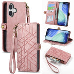 Ốp lưng điện thoại da ví dây kéo hình học có khóa bên, dành cho iPhone 17e / 16e, dành cho iPhone 17 Pro Max, dành cho iPhone 17 Pro, dành cho iPhone 17, dành cho iPhone Air, dành cho iPhone 16 Pro Max, dành cho iPhone 16 Pro, dành cho iPhone 16 Plus
