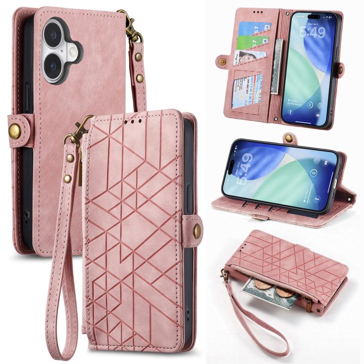 Ốp lưng điện thoại da ví dây kéo hình học có khóa bên, dành cho iPhone 17e / 16e, dành cho iPhone 17 Pro Max, dành cho iPhone 17 Pro, dành cho iPhone 17, dành cho iPhone Air, dành cho iPhone 16 Pro Max, dành cho iPhone 16 Pro, dành cho iPhone 16 Plus