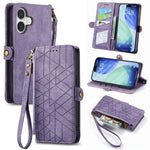 Ốp lưng điện thoại da ví dây kéo hình học có khóa bên, dành cho iPhone 17e / 16e, dành cho iPhone 17 Pro Max, dành cho iPhone 17 Pro, dành cho iPhone 17, dành cho iPhone Air, dành cho iPhone 16 Pro Max, dành cho iPhone 16 Pro, dành cho iPhone 16 Plus