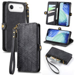 Ốp lưng điện thoại da ví dây kéo hình học có khóa bên, dành cho iPhone 17e / 16e, dành cho iPhone 17 Pro Max, dành cho iPhone 17 Pro, dành cho iPhone 17, dành cho iPhone Air, dành cho iPhone 16 Pro Max, dành cho iPhone 16 Pro, dành cho iPhone 16 Plus