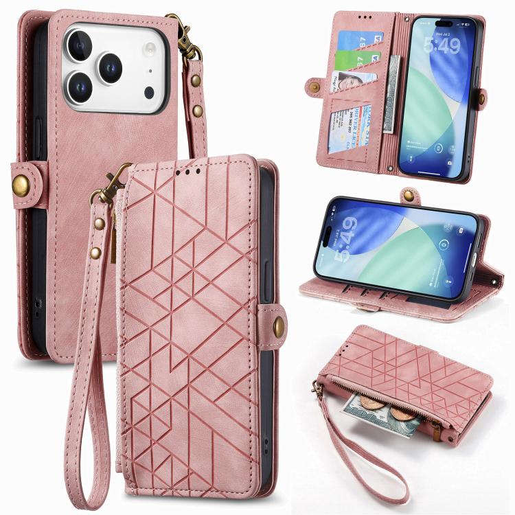 Ốp lưng điện thoại da ví dây kéo hình học có khóa bên, dành cho iPhone 17e / 16e, dành cho iPhone 17 Pro Max, dành cho iPhone 17 Pro, dành cho iPhone 17, dành cho iPhone Air, dành cho iPhone 16 Pro Max, dành cho iPhone 16 Pro, dành cho iPhone 16 Plus