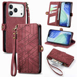 Ốp lưng điện thoại da ví dây kéo hình học có khóa bên, dành cho iPhone 17e / 16e, dành cho iPhone 17 Pro Max, dành cho iPhone 17 Pro, dành cho iPhone 17, dành cho iPhone Air, dành cho iPhone 16 Pro Max, dành cho iPhone 16 Pro, dành cho iPhone 16 Plus