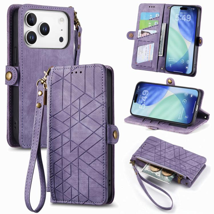 Ốp lưng điện thoại da ví dây kéo hình học có khóa bên, dành cho iPhone 17e / 16e, dành cho iPhone 17 Pro Max, dành cho iPhone 17 Pro, dành cho iPhone 17, dành cho iPhone Air, dành cho iPhone 16 Pro Max, dành cho iPhone 16 Pro, dành cho iPhone 16 Plus