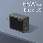 Bộ chuyển đổi laptop GaN PD65W Type-C x 2 + USB3.0 cho dòng Apple MacBook, phích cắm US