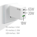 Bộ chuyển đổi laptop GaN PD65W Type-C x 2 + USB3.0 cho dòng Apple MacBook, phích cắm US